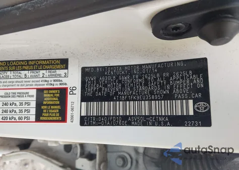 2014 Toyota Camry Le из США, поврежденный, VIN 4T1BF1FK9EU358957